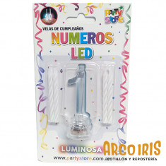 Luminoso Numero 1 C/4 Velas Xu - +3-10% Blister                                          Party Store- Promo Por Cantidad Led