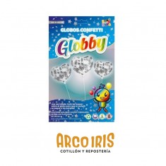 Globo Confetti Corazon 12 X 6 - Globby Estrella Plateada 30 Cm