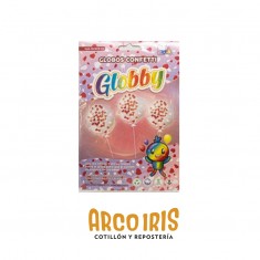 Globo Confetti 12 X 6 - Globby Corazon Rojo/blanco 30 Cm               Navidad