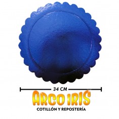 Bandeja Redonda 34 Cm Azul Metal Xu +10-10%                                                      Promo Por Cantidad
