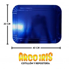 Bandeja Rectangular 30x40 Cm Azul Metal Xu +10-10%                                              Promo Por Cantidad
