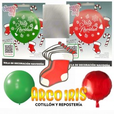 Bola De Decoracion Navideña-roja/verde- 8 Piezas -1 Piñata-esfera-6 Apliques Navideños-transfer Frase-transfer Decoracion-