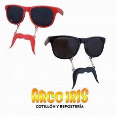 Anteojo Clasico C/bigote X 12 - Rayban - Patillas Color Rojo Y Negro