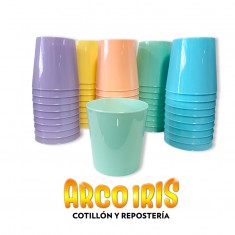 Vaso Plastico Pastel 300 Cc  X 10 - Varios Colores-amarillo-verde-lila-rosa