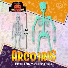 Esqueleto 32 Cm. Fosforescente Glow Plastico -patrimar-                                         Halloween