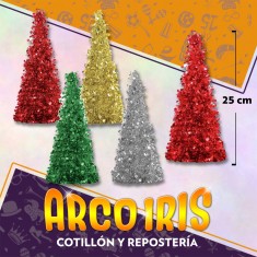 Arbolito Navideño 25 Cm -rojo-blanco-verde-plateado-dorado-        Adorno Navidad -party Store-