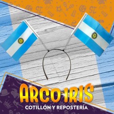 Vincha Resorte Bandera X 5 Argentina -  Con Sol-                                        Mundial Patrio