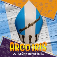 Sombrero Vamos Argentina X 6 Con Copa Mundial  - Plastico - Tp - Papa Argentino Mundial
