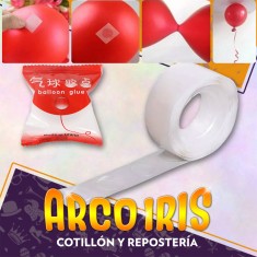 Adhesivos Para Globo X 10 Rollos -oferta- Balloon Glue- Gotas De Silicona X 100 -aprox- En Cinta. Boton Adhesivo-     Cinta D