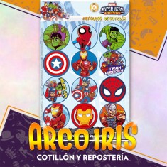 Super Hero Stickers 2 X 12 U. - 24 Stickers Decorativos            Avengers
