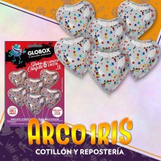 Globo Set Globos Premium Corazon Cristal X 6 -globos Cristal Confeti Cinta Valentin