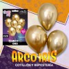 Globo Set Chrome Oro -6 Globos 12 Y Cinta-apto Helio-happy Day-