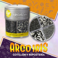 Sprinkles Set X4 Blanco/negro 108 G - Wilton Varias Formas