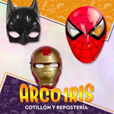 Careta Med. Personajes- Wp/barn/araña/bat/zorro/iron Man/ Villano