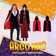Capa C/capucha Corta 80 Cm Roja-negra Reversible -                    Halloween