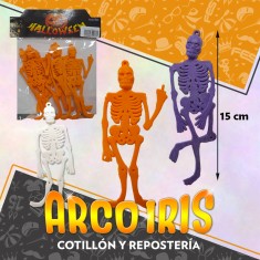 Esqueleto Mini 15cm. X 6 Goma Blancos/violeta/naranja -patrimar-                                         Halloween