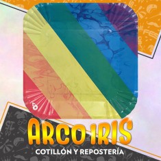 Multicolor Plato Cuadrado X 8 - Carton                                                  Rainbow