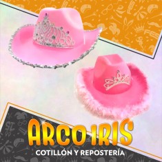 Gorro Cowboy Plastico Rosa X U - Sheriff Oferta Gape - Cotillón Arco Iris