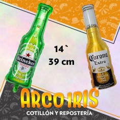 Mylar 14 Botella Cerveza Metal X50 - 39cm - Globo Metalizado Papel-corona-heineken-paquete Cerrado