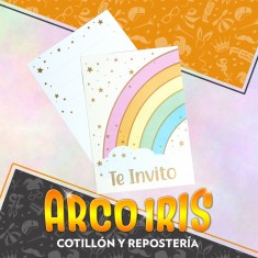 Arco Iris Invitacion X 10   -remplaza Linea Nubecita -