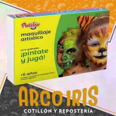 Maquillaje Kit Caja Juego Animales-5 Maquillajes-crayon-pincel-esponja-stenciles-strass-glitter O Sangre-fichas Paso A Paso