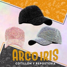 Gorro Gorra Strass Total Varios Colores-negra-plata-dorada-visera Stras-