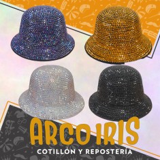 Gorro Piluso Rigido Strass Total -varios Colores-plata-dorado-blanco-tornasolado-azul-negro-violeta-