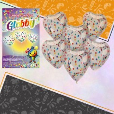 Globos Confetti Corazon 12  X 6 Globby-multicolor-30 Cm-