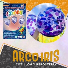 Globo Confetti Jaspeado 12 X 6 - Azul 30 Cm Globby