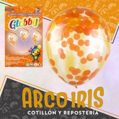 Globos Confetti Jaspeado 12  X 6 Globby-naranja-30 Cm-