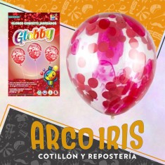 Globo Confetti Jaspeado 12 X 6 - Rojo 30 Cm Globby                              Navidad