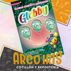 Globos Confetti Jaspeado 12  X 6 Globby-verde-30 Cm-