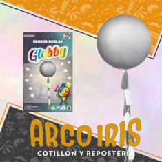 Globos Kit Borlas 24 Globby-plateado-61 Cm-un Globo 24-cinta De Borlas De 1 M