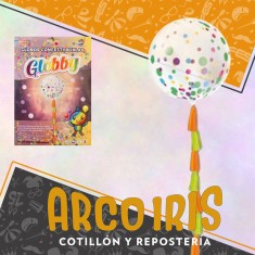 Globos Kit Confetti Borlas 24 Globby-multicolor-61 Cm-un Globo 24-confetti Circulos Multicolor-cinta De Borlas De 1 M