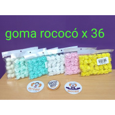 Goma Flor Rosa Rococo X 36 - Blanco - Natural - Verde Agua - Aqua - Rosa  - Amarillo