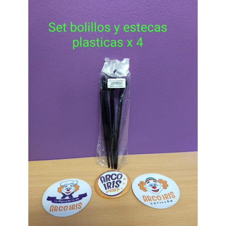Set Bolillos Y Estecas Plasticas X 4