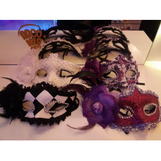 Veneciano Mascara Forrado C/pluma Flor Xu - + De 12 Un 10 Desc.lujo Encaje/strass   Carnaval